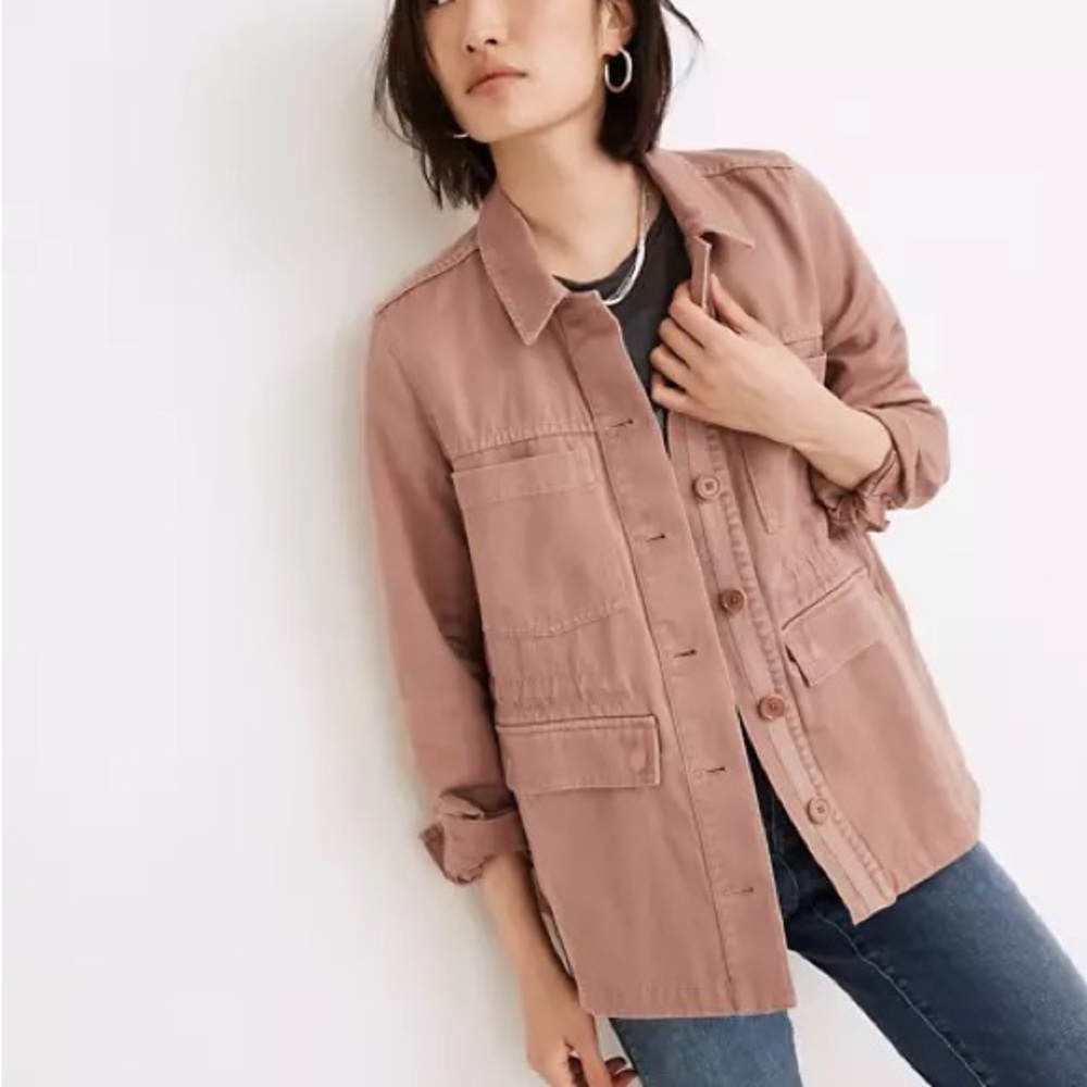 NWT Madewell (Re)sourced BioFibre™ Chore Jacket in Faded Mauve Sz L Reta…